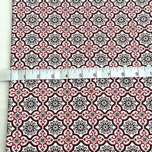 Red Blossom Lattice Floral Print Fabric 100% COTTON QUILTING FABRIC BTHY